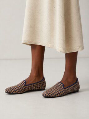 Rothy’s The Loafer Sapphire & Camel Houndstooth Size 8 NWOB Retired Rare